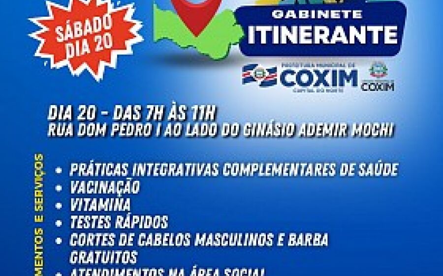 População poderá contar com serviços e atendimentos no bairro, através do Gabinete Itinerante neste 