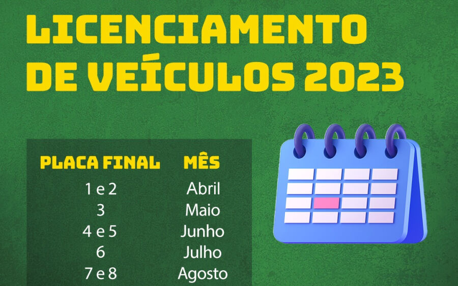 Maio é mês do licenciamento das placas final 3; confira o calendário do ano