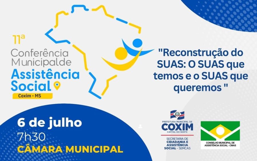 Prefeitura de Coxim convida população para 11° Conferência Municipal de Assistência Social