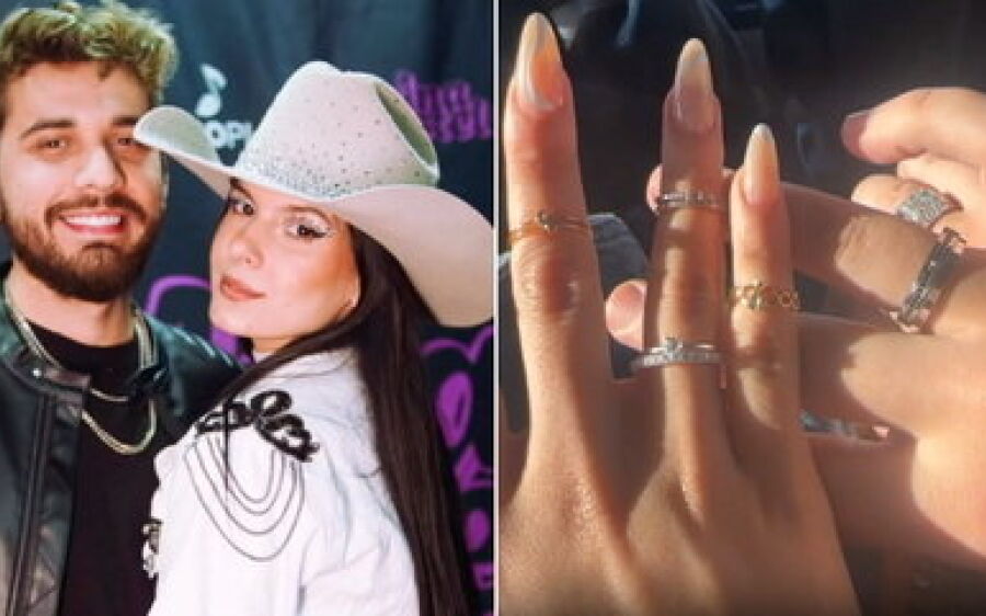 Gustavo Mioto e Ana Castela  provam que romance é sério e  exibem alianças de compromisso