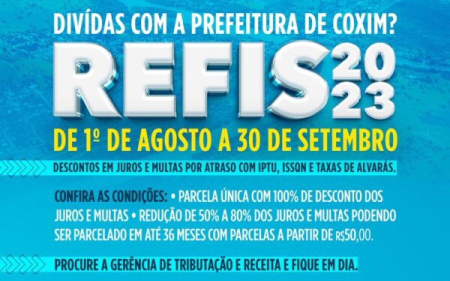 REFIS 2023: Coxim oferece  descontos de até 100% para  contribuintes quitarem suas dívidas