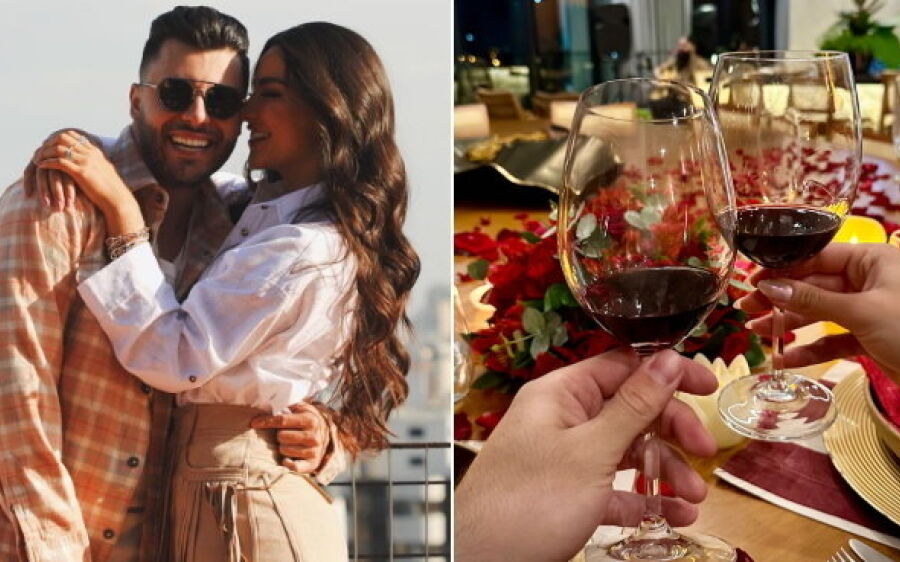 Murilo Huff e Gabriela Versiani curtem  jantar para celebrar um mês de namoro