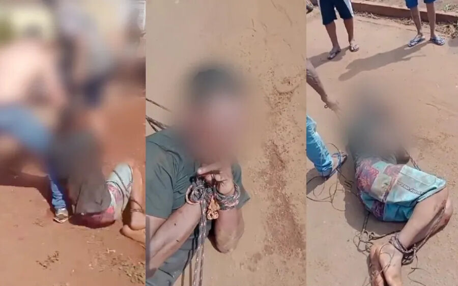 Homem é amarrado e espancado por moradores após invadir casa e ameaçar crianças