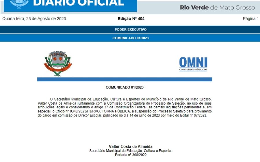 Processo seletivo para escolha de diretores de escolas municipais de Rio Verde é suspenso