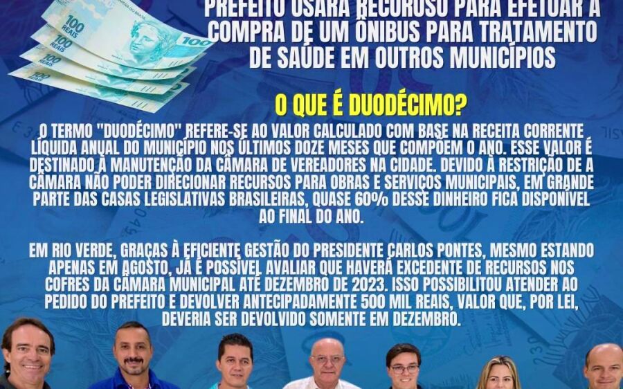 Câmara de Rio Verde realiza devolução do duodécimo para a Prefeitura 