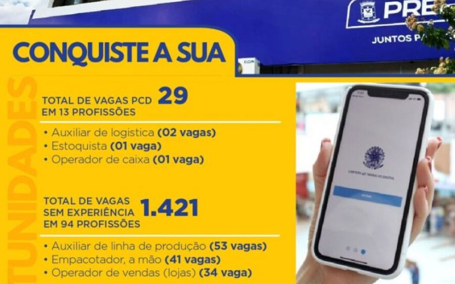 Funsat anuncia 2.484 vagas de emprego em mais de 260 empresas nesta segunda-feira (18)