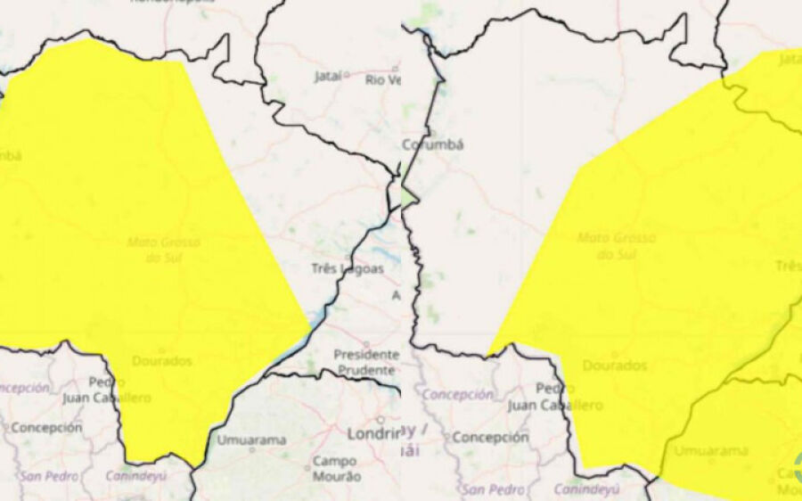 Mato Grosso do Sul está sob alerta amarelo para tempestades até sexta-feira
