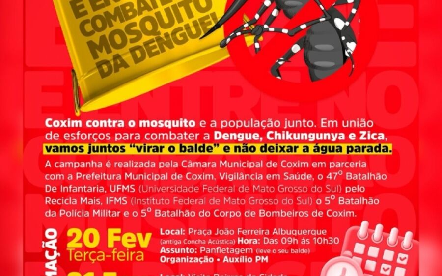 Câmara lança campanha de  conscientização de combate à dengue: VIRA O BALDE