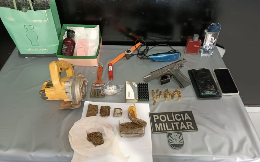 Polícia Militar e Polícia Civil fecham boca de fumo e apreendem drogas, arma e munições em Sonora