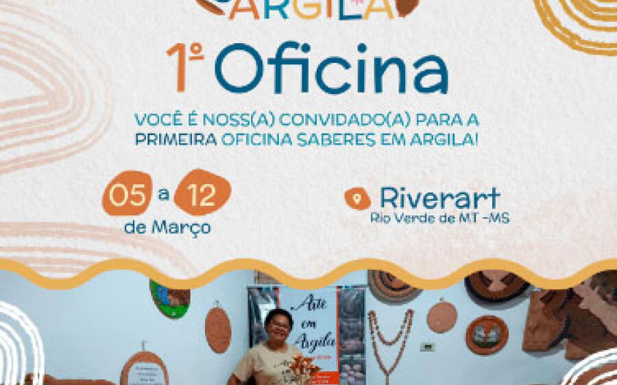 Oficina de argila tem início hoje na Riverarte em Rio Verde.