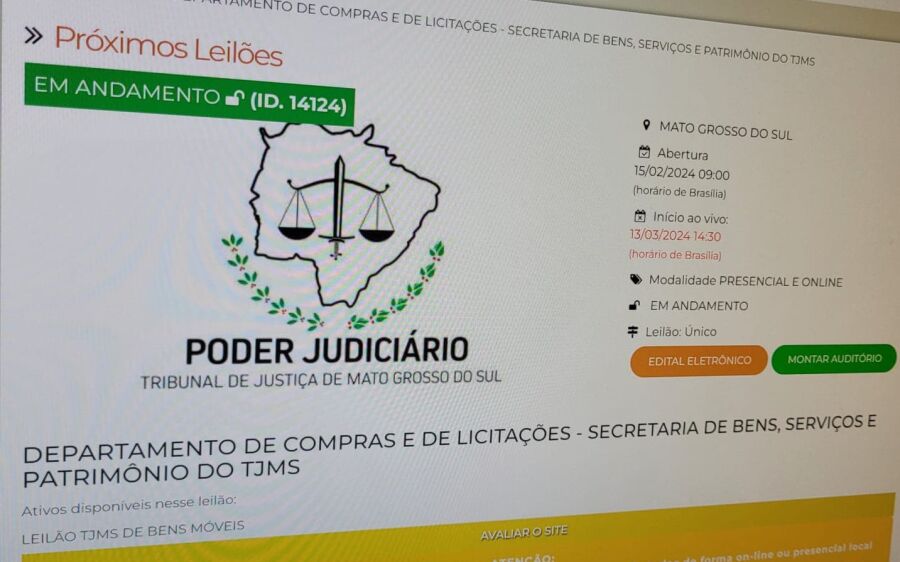 Tribunal de Justiça de MS realiza leilão de 2,8 mil bens móveis nesta quarta-feira