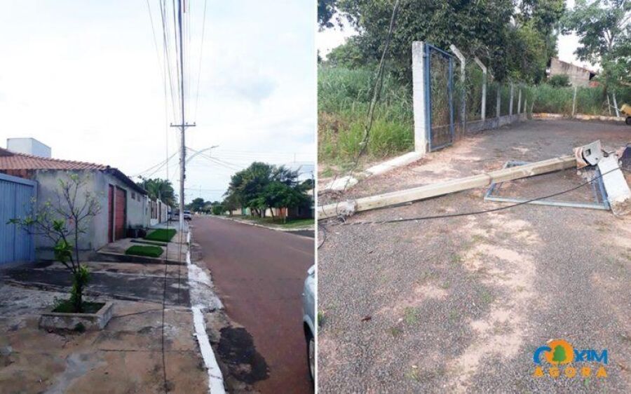 Moradores denunciam negligência de carreta gaiola que destruiu fios  e padrão de energia em Coxim