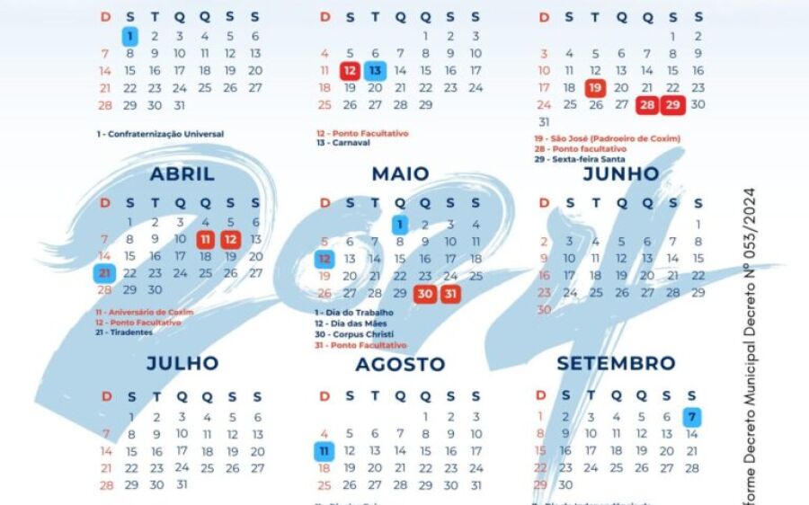 Pontos Facultativos de 2024 da Prefeitura Municipal de Coxim