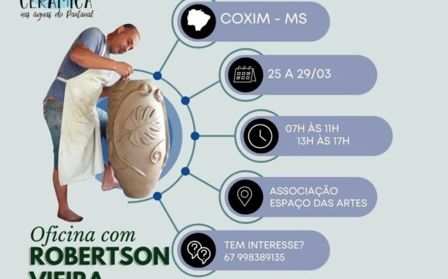 Coxim recebe badalado curso de artesanato cerâmico amanhã 