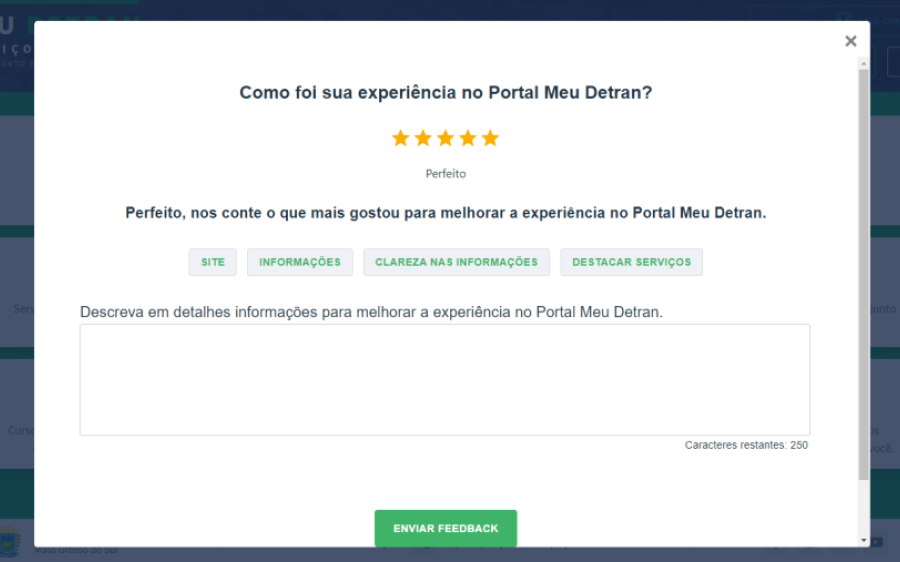 Por melhoria contínua, Detran-MS lança pesquisa de satisfação no Portal de Serviços