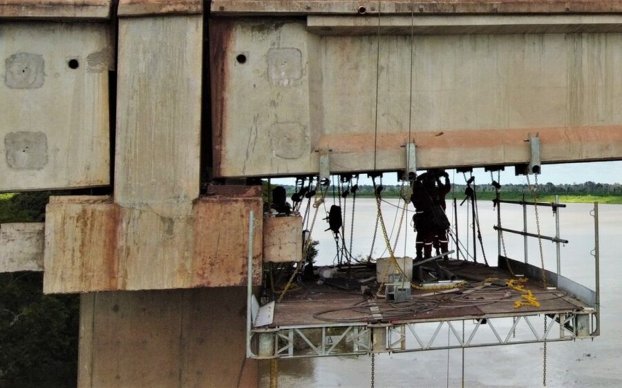 Ponte sobre rio Paraguai passa por 2ª etapa de  concretagem neste fim de semana e ficará interditada