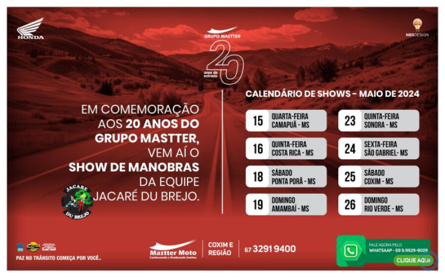 Grupo Mastter está comemorando 20 anos de estrada com eventos radicais em toda a região