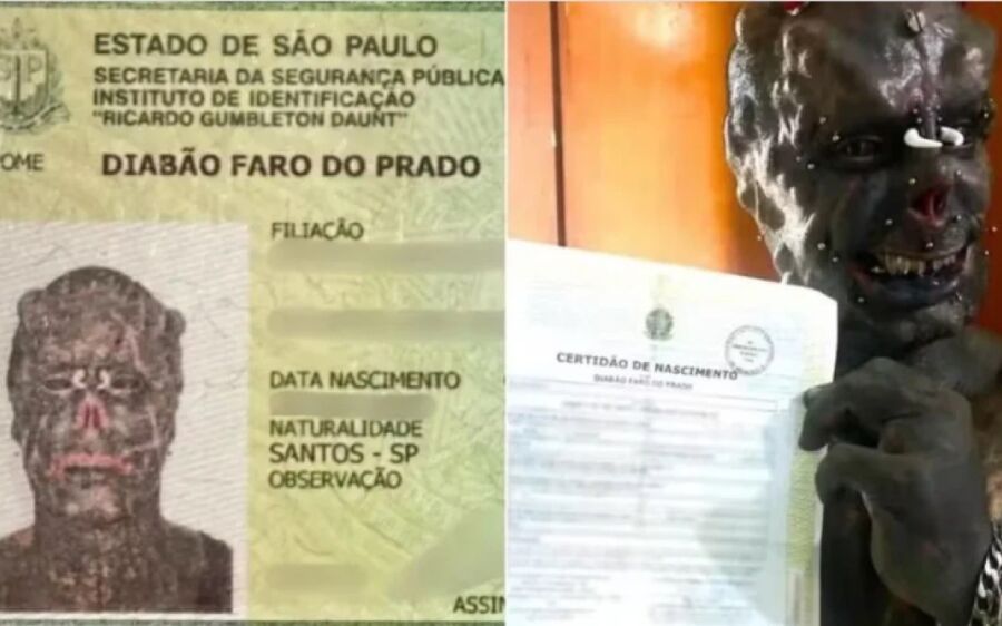 Altamente cristão, Diabão recebe RG com foto e nome novos