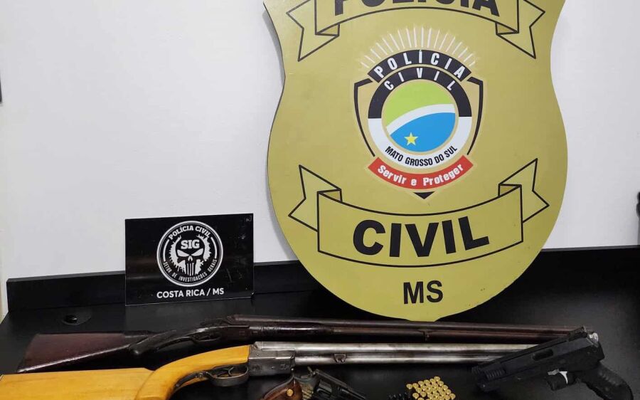 Polícia apreende revólver, duas espingardas e diversas munições em Costa Rica