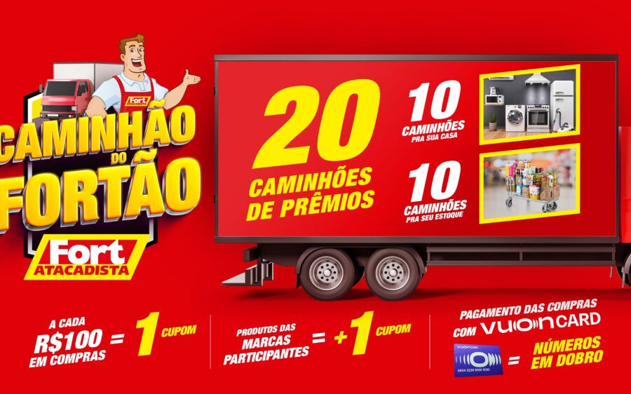Atacadista sorteia 20 caminhões de prêmios na campanha Caminhão do Fortão