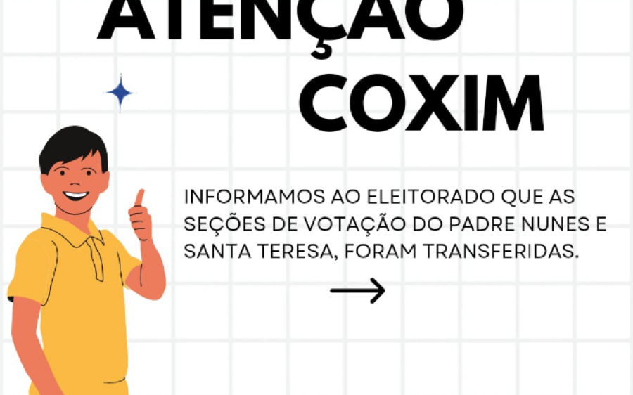 Justiça Eleitoral comunica mudanças em locais de votação de Coxim