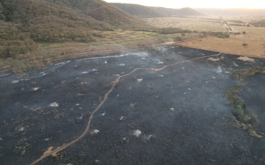 Incêndio em fazenda de Rio Verde mobiliza PMA, Corpo de Bombeiros e moradores
