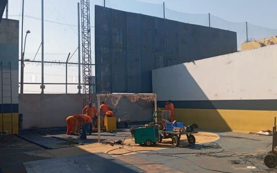Obras de contenção e telamento avançam na Penitenciária de Segurança Máxima da Capital