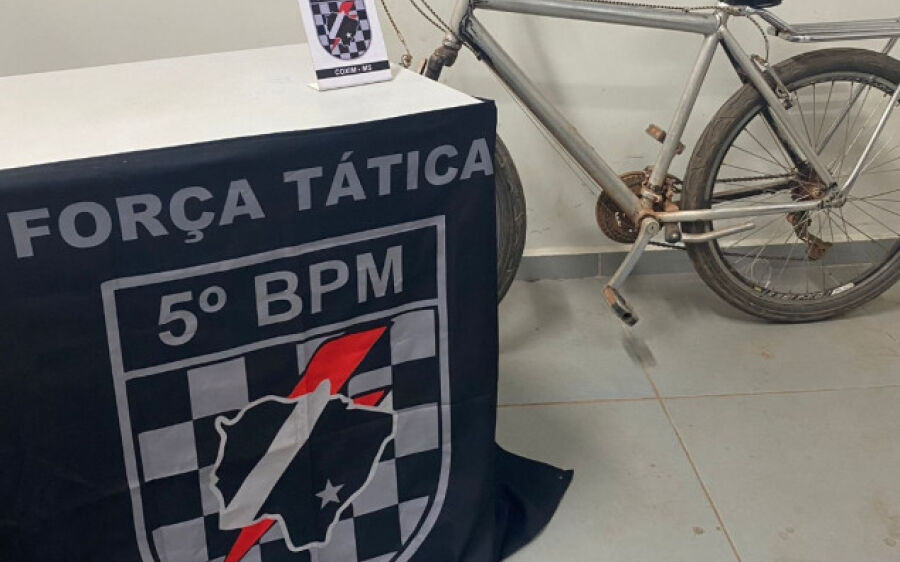 PM prende jovem em flagrante por furto de bicicleta, em Coxim